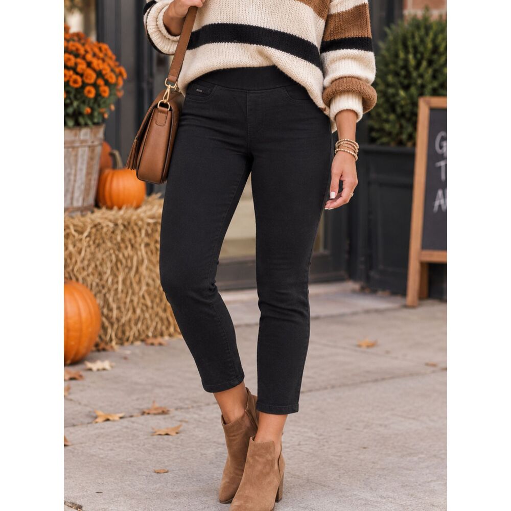 Nine West Heidi Pull-On Crop Black Skinny Jeans Women's Size 8 Stretch Casual